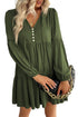Lace Puff Sleeve Buttoned Tiered Ruffled Mini Dress